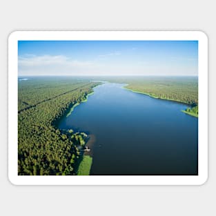 Aerial view of Sajno lake on a sunny day Sticker